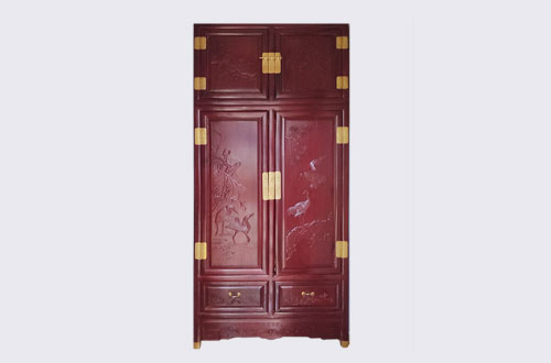 延边朝鲜族高端中式家居装修深红色纯实木衣柜