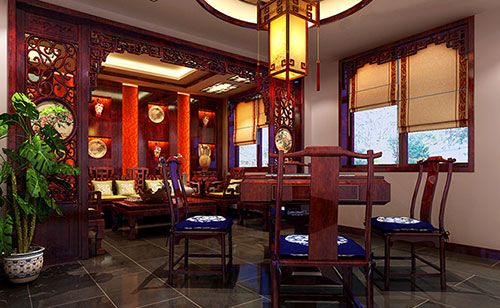 延边朝鲜族古典中式风格茶楼包间设计装修效果图